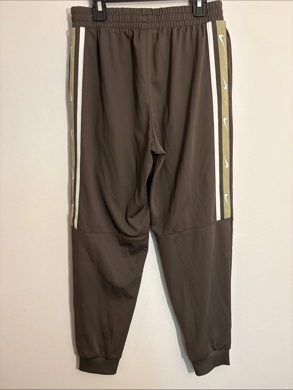 Nike Boys green Joggers with Olive and White Side Stripes